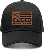 Faith Over Fear" Christian Hat for Men – American Flag Cross Baseball Cap, Father's Day & Christmas Gift