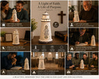 Christian Lighthouse Lamp for Men - Psalm 27:1 Scripture LED Décor