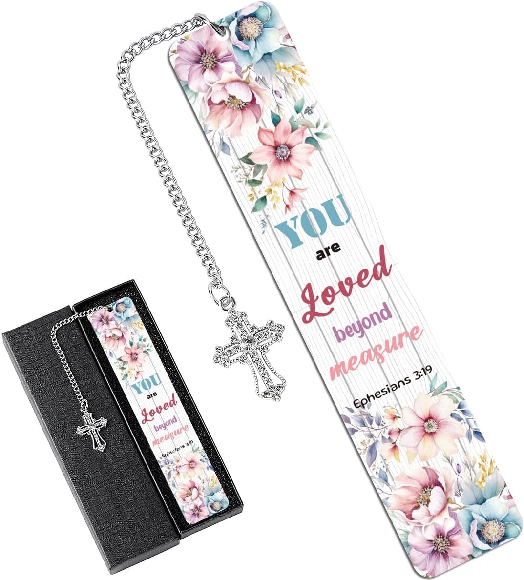 You Are Loved Beyond Measure" Metal Bible Verse Bookmark – Christian Gift for Women with Cross Charm & Gift Box
