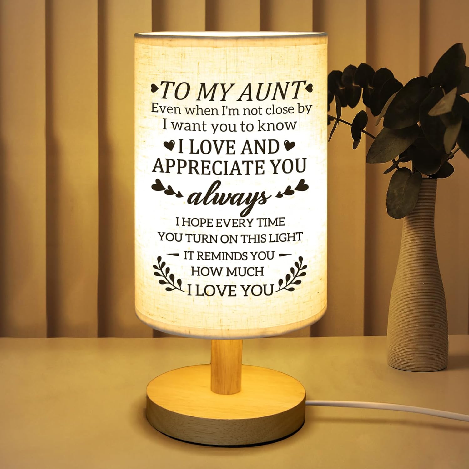 Dear Mom" Bible Verse Table Lamp – Christian Bedside Light with Inspirational Message, Faith Gift for Her