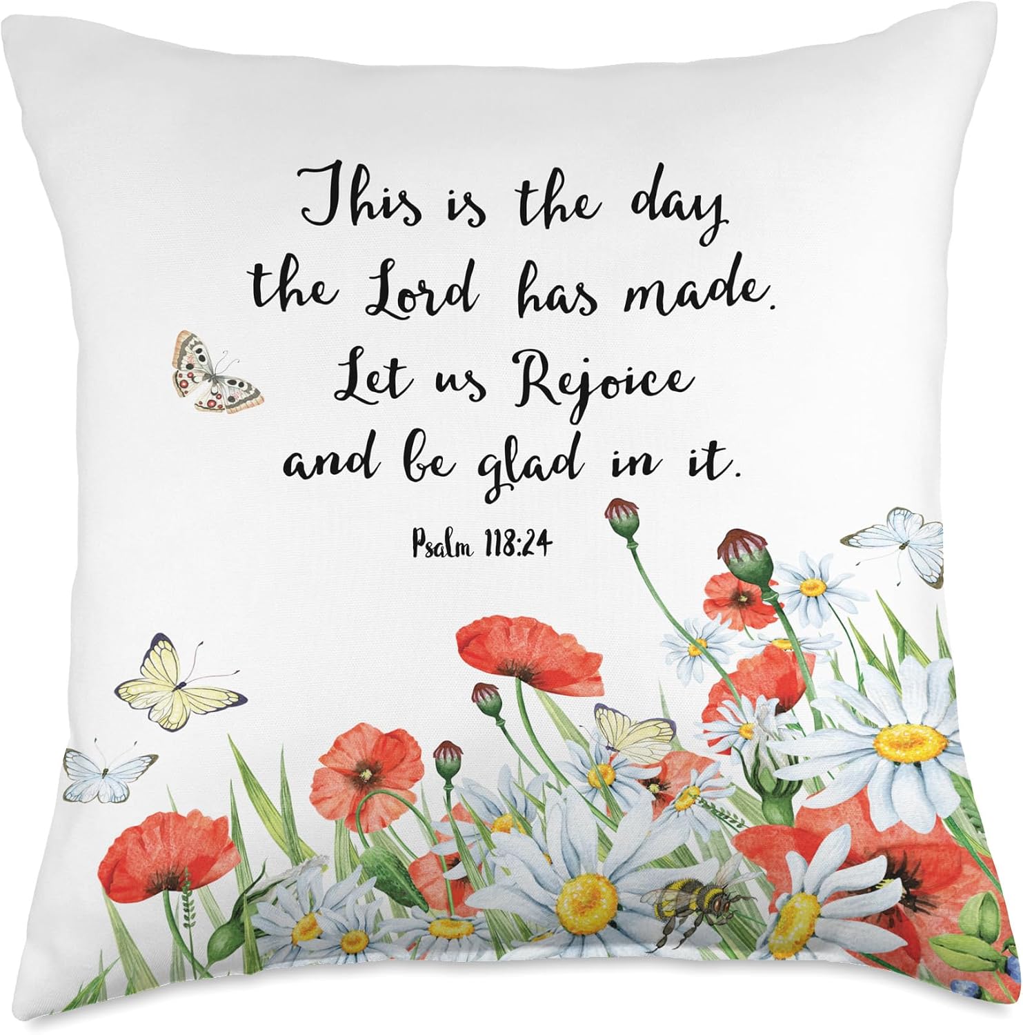 Floral Poppy Throw Pillow