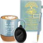 Be Still & Know" Christian Gift Set for Men – Leather Bible Journal, Cork Ceramic Mug & Pen