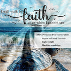 Sea Turtle Bible Verse Shower Curtain, Coastal Christian Decor Accessories Hooks Included 72X72IN