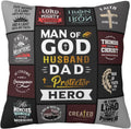 "Man of God" Christian Throw Pillow Cover 18"×18" – Faith Gift for Dad, Husband & Father (Cover Only)