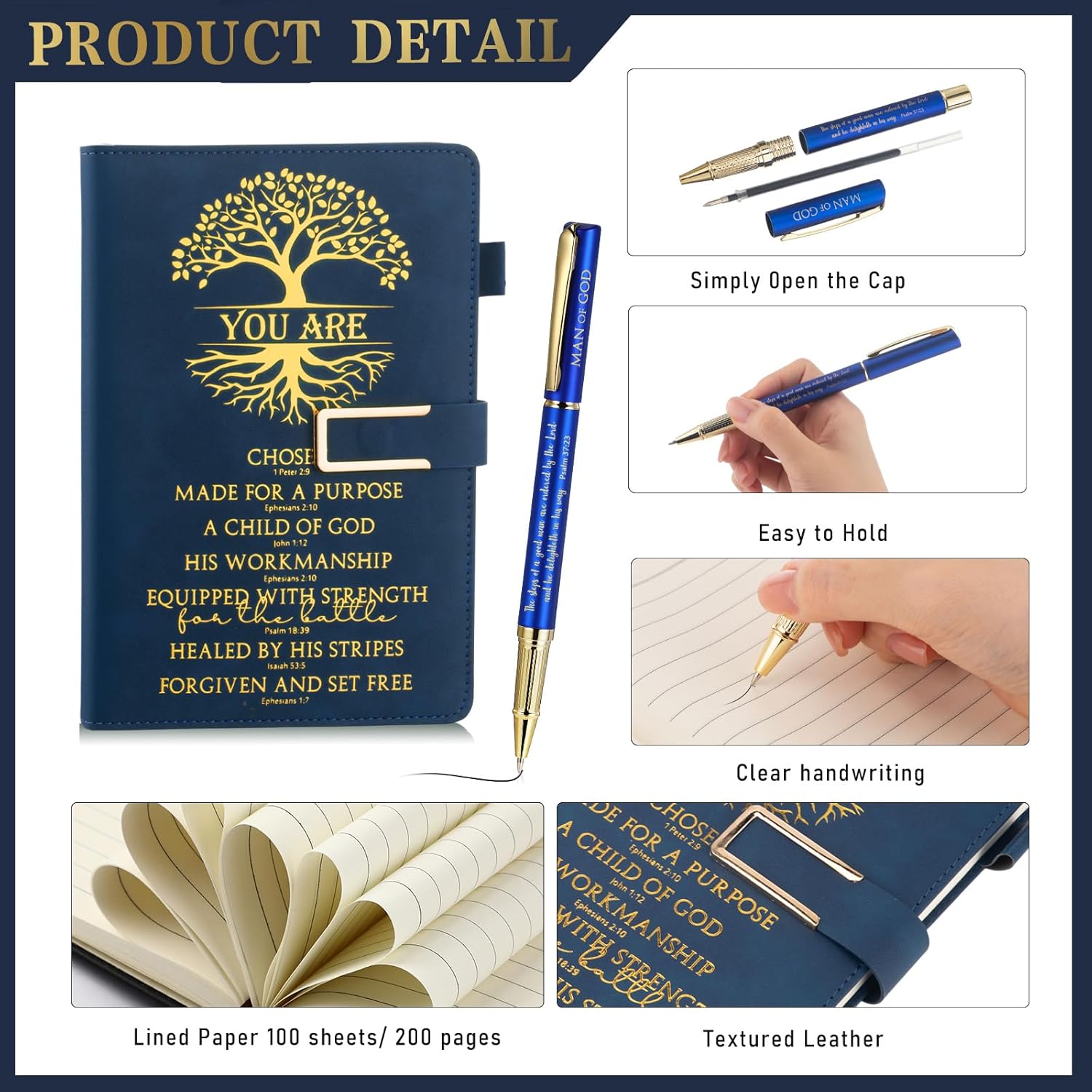 Be Still & Know" Christian Gift Set for Men – Leather Bible Journal, Cork Ceramic Mug & Pen