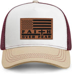 Faith Over Fear" Christian Hat for Men – American Flag Cross Baseball Cap, Father's Day & Christmas Gift