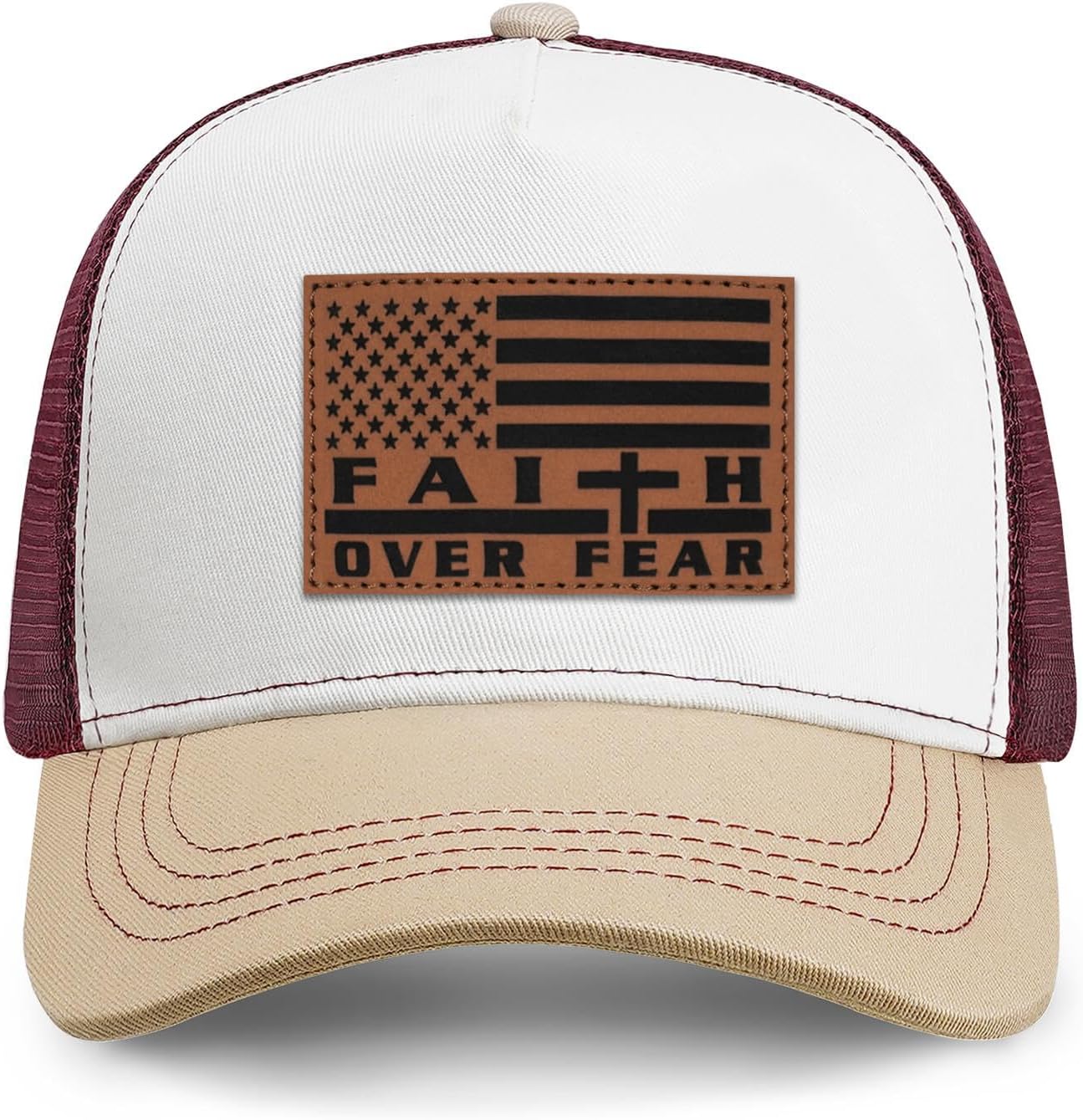 Faith Over Fear" Christian Hat for Men – American Flag Cross Baseball Cap, Father's Day & Christmas Gift