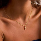 Dainty 14K Gold Plated Cross Necklace for Women, Non Tarnish Faith Pendant Gift