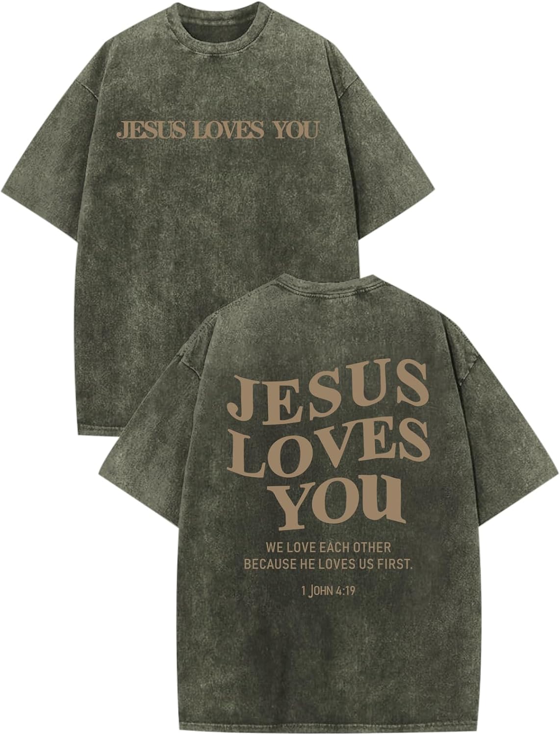 Jesus Loves You Acid Wash T-Shirt – Oversized Christian Graphic Tee for Men & Women