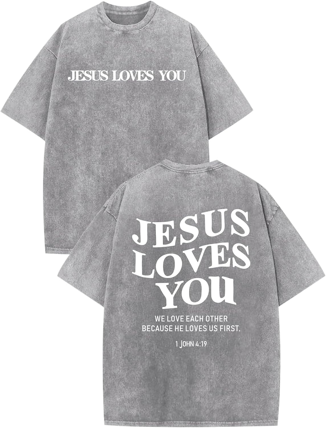 Jesus Loves You Acid Wash T-Shirt – Oversized Christian Graphic Tee for Men & Women