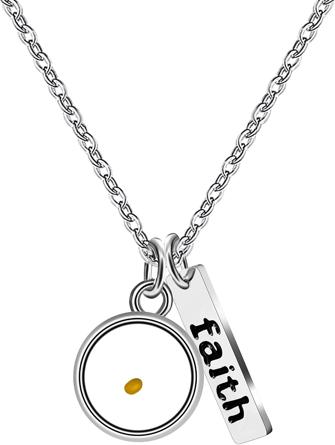 Stainless Steel Faith as Small as a Mustard Seed Charm Pendant Necklace Jewelry for Women