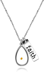 Stainless Steel Faith as Small as a Mustard Seed Charm Pendant Necklace Jewelry for Women