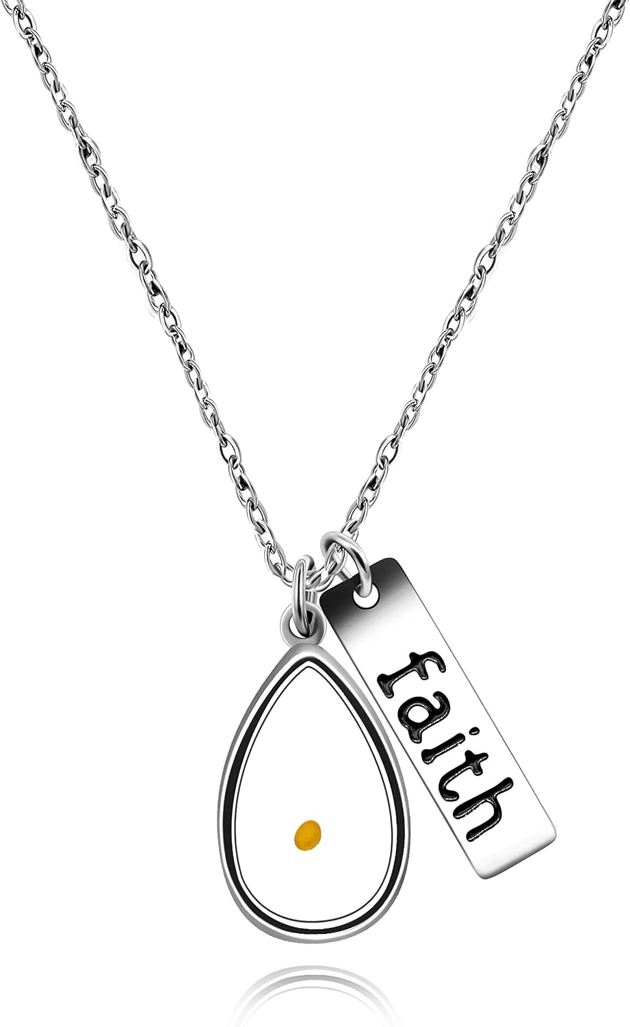 Stainless Steel Faith as Small as a Mustard Seed Charm Pendant Necklace Jewelry for Women