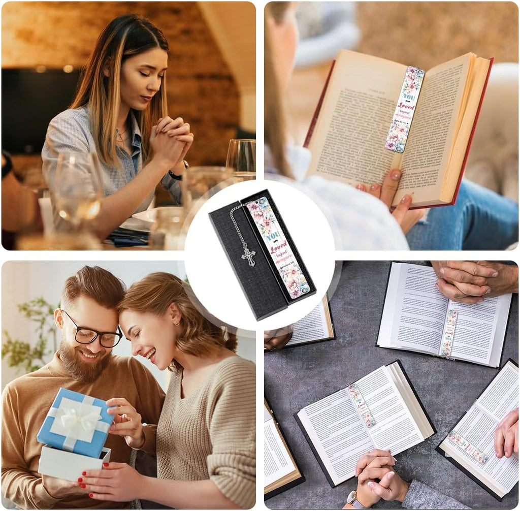 You Are Loved Beyond Measure" Metal Bible Verse Bookmark – Christian Gift for Women with Cross Charm & Gift Box