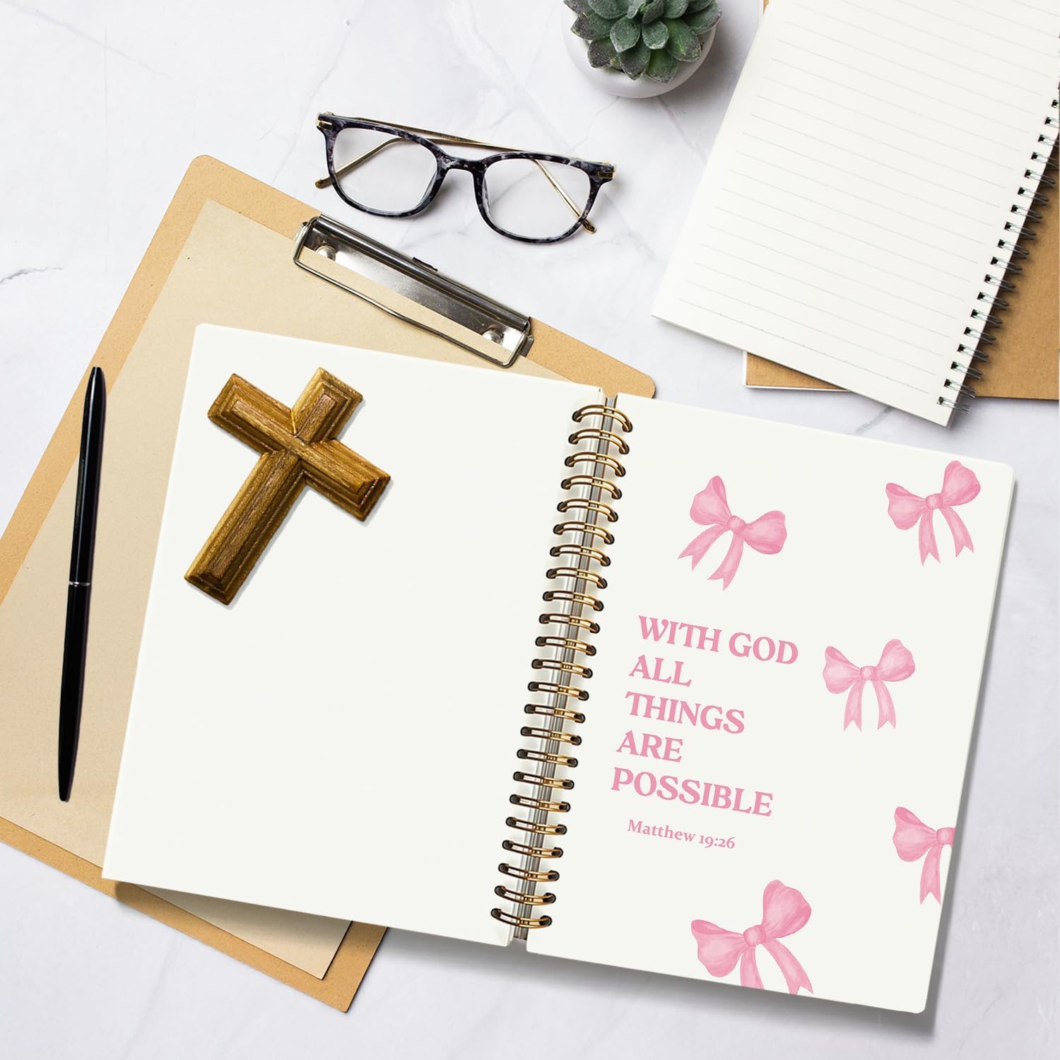 Bible Journal for Women, Christian Prayer Journal Notebook, Gift for Teen Girls, Bible Study Supplies, Coquette Preppy Pink Aesthetic
