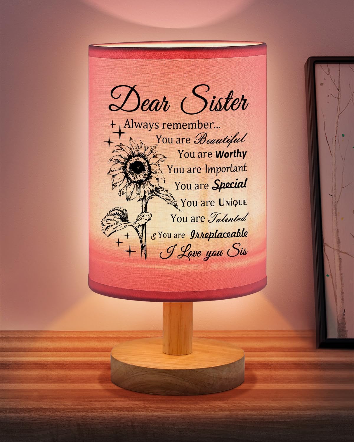 Dear Mom" Bible Verse Table Lamp – Christian Bedside Light with Inspirational Message, Faith Gift for Her
