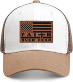 Faith Over Fear" Christian Hat for Men – American Flag Cross Baseball Cap, Father's Day & Christmas Gift