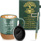 Be Still & Know" Christian Gift Set for Men – Leather Bible Journal, Cork Ceramic Mug & Pen
