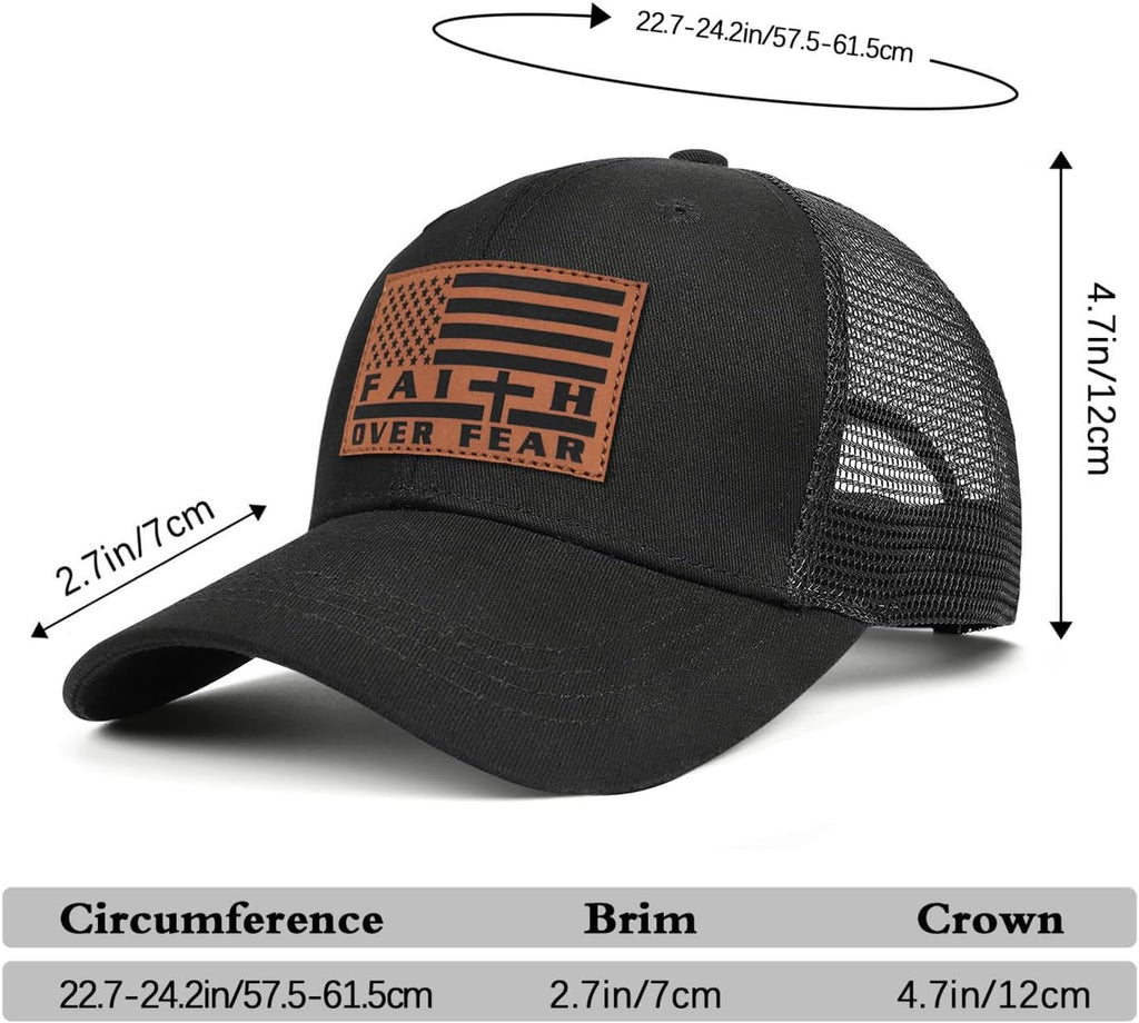 Faith Over Fear" Christian Hat for Men – American Flag Cross Baseball Cap, Father's Day & Christmas Gift
