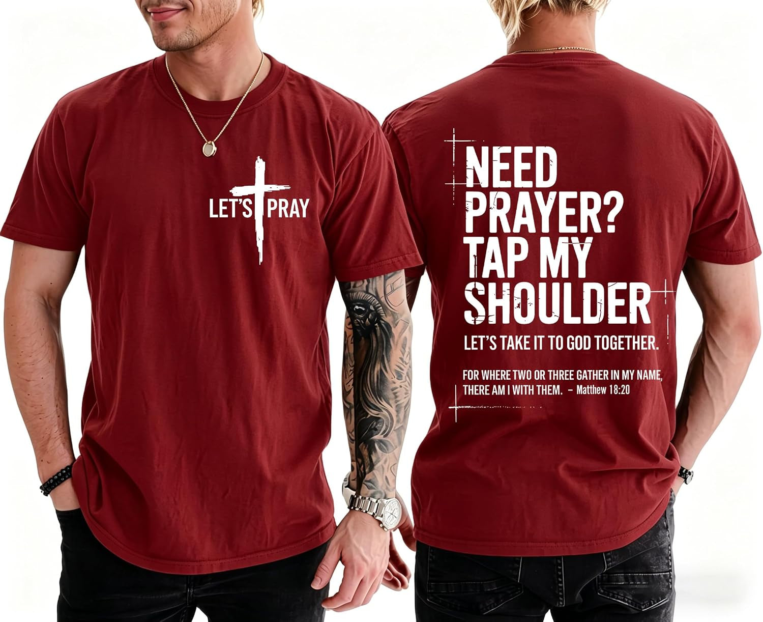 Christian Shirts for Men Need Prayer Tap My Shoulder T-Shirt Cross Faith | Christian Cross Faith Religious Jesus Tshirts Women