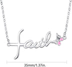 Faith Necklace for Women, 925 Sterling Silver Faith Pendant, Religious Gift for Daughter or Sister