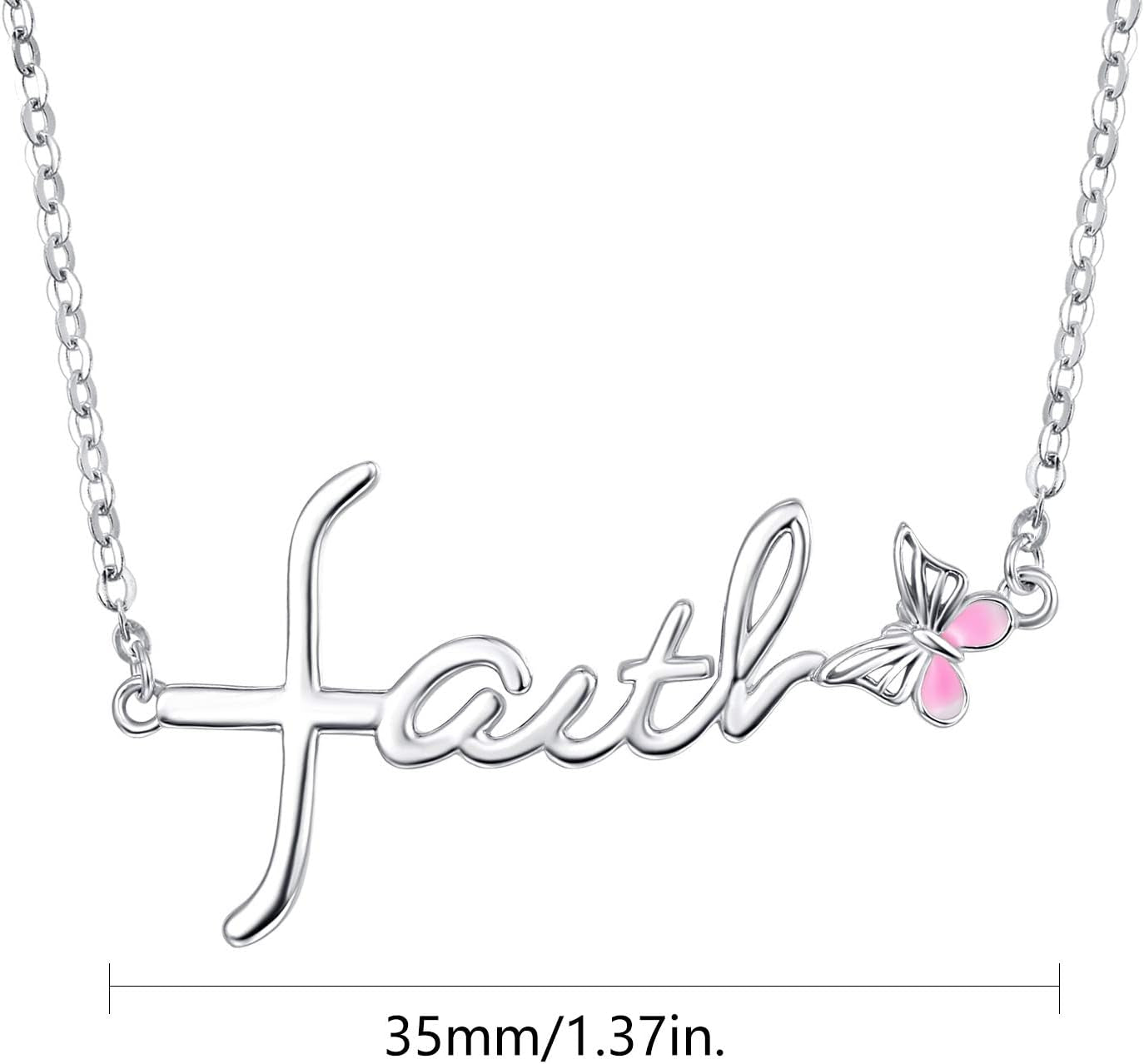 Faith Necklace for Women, 925 Sterling Silver Faith Pendant, Religious Gift for Daughter or Sister