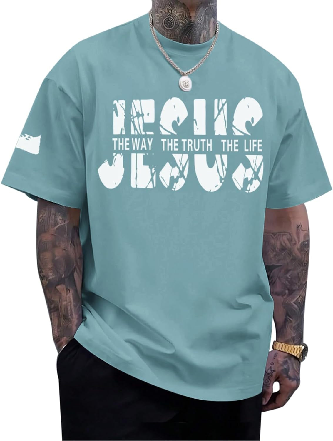 Christian Jesus Faith Shirts for Men God Religious Cross Bible Verse Inspirational Shirt Oversized Graphic Tees Tops