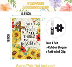 Sunflower Garden Flag, Double Sided Burlap, 12.5x18 Inch with Clip and Stopper