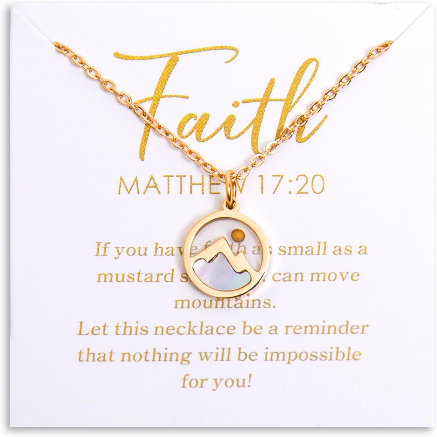 Mustard Seed "Move Mountains" Necklace for Women – Matthew 17:20 Faith Jewelry (Gift-Carded)