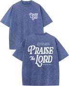 Christian Jesus Shirts for Men Religious Praise the Lord Bible Verse Shirt Oversized Graphic Tees Acid Wash Tshirt