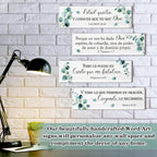 4 Pieces Spanish Bible Verse Wall Decor Set, Christian Wood Plaque Signs(Fresh Style)