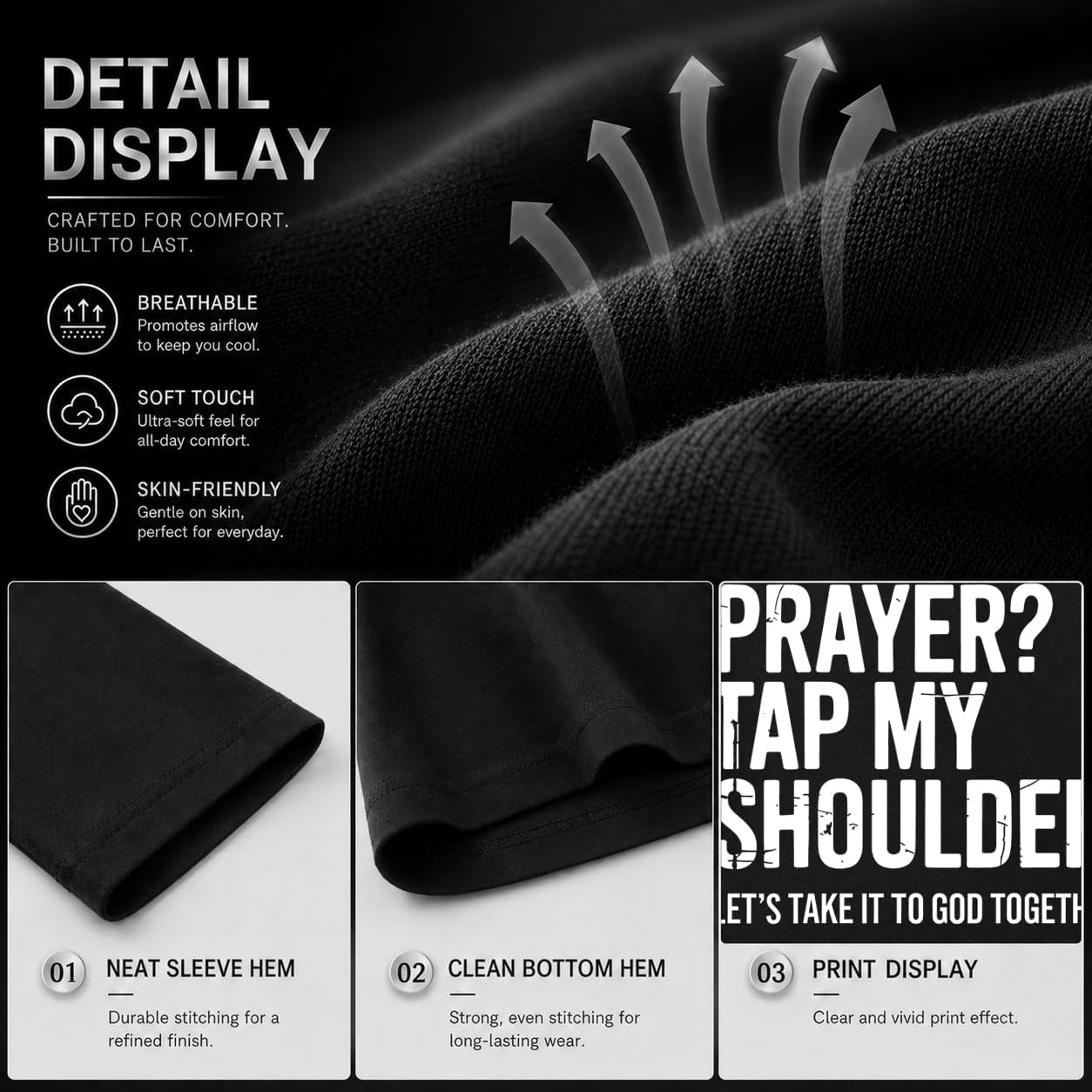 Christian Shirts for Men Need Prayer Tap My Shoulder T-Shirt Cross Faith | Christian Cross Faith Religious Jesus Tshirts Women