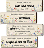 4 Pieces Spanish Bible Verse Wall Decor Set, Christian Wood Plaque Signs(Fresh Style)