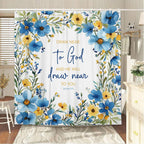 Sea Turtle Bible Verse Shower Curtain, Coastal Christian Decor Accessories Hooks Included 72X72IN