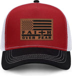 Faith Over Fear" Christian Hat for Men – American Flag Cross Baseball Cap, Father's Day & Christmas Gift