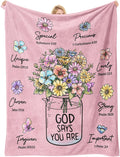 God Says You Are" Christian Blanket for Women – Floral Bible Verse Throw 60"×50", Faith Gift for Her