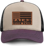 Faith Over Fear" Christian Hat for Men – American Flag Cross Baseball Cap, Father's Day & Christmas Gift