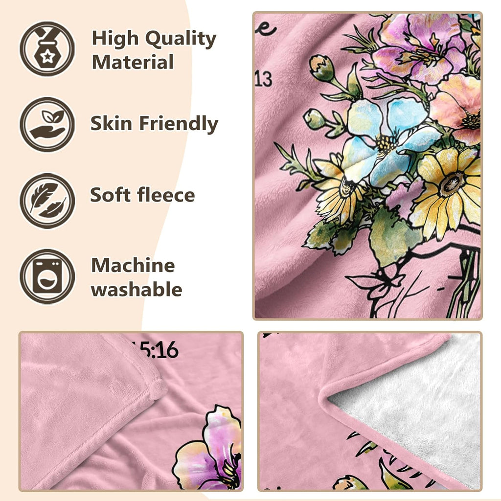 God Says You Are" Christian Blanket for Women – Floral Bible Verse Throw 60"×50", Faith Gift for Her