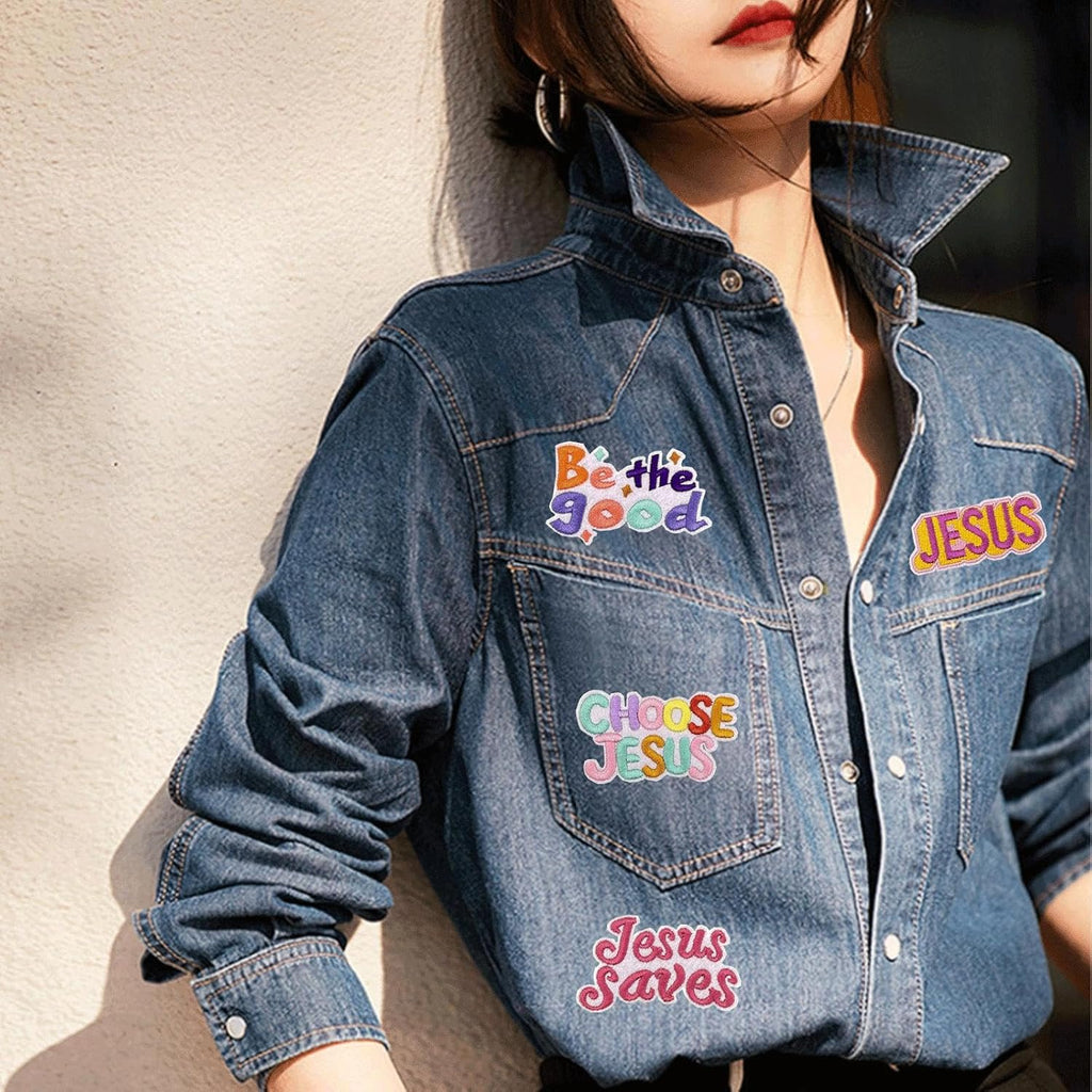 Love Jesus Christian Iron-On Patches – 10 Pack Religious Embroidered Appliqué for Hats, Jeans, Bags & DIY