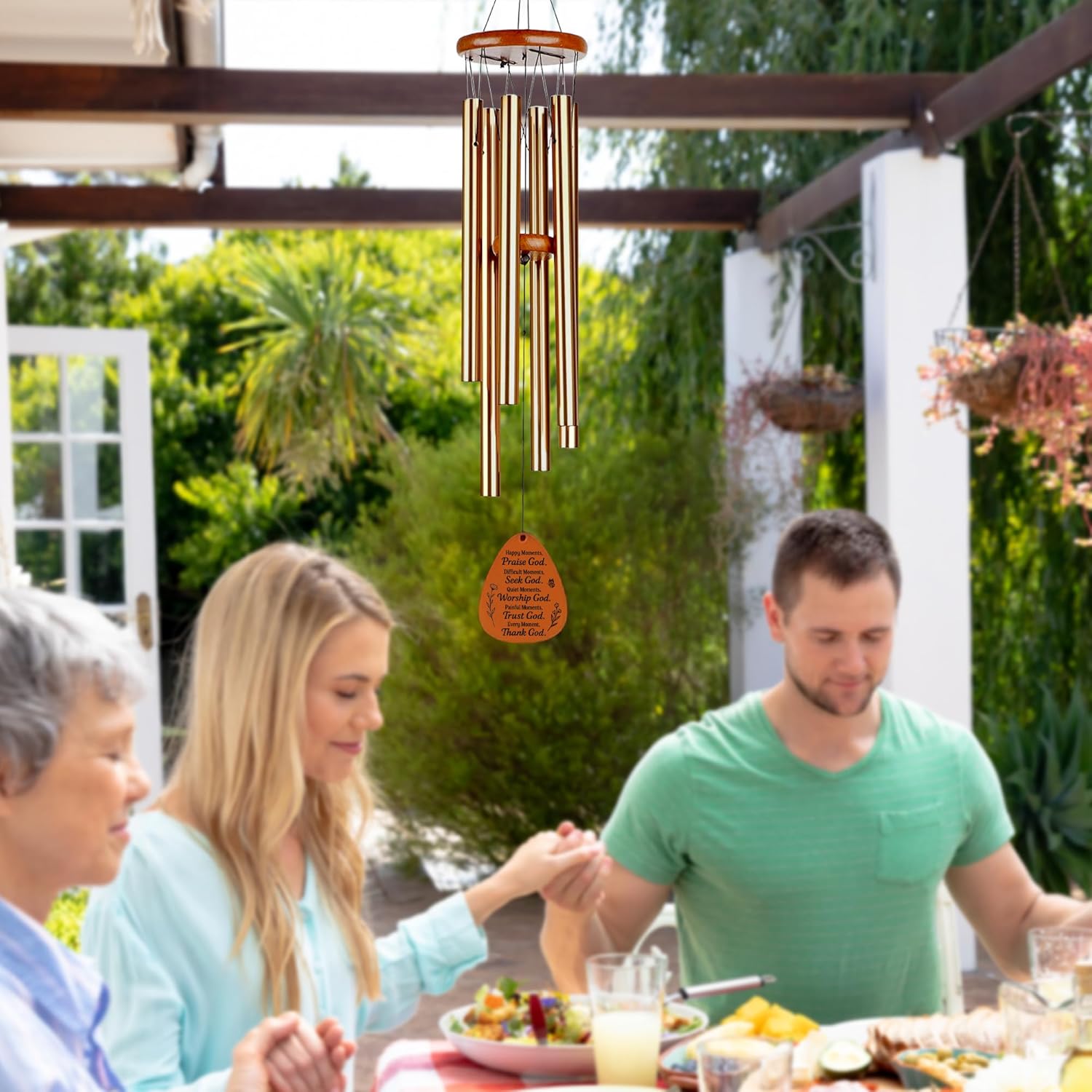 Christian Cross Wind Chimes for Outside 28" – Bible Verse Garden Decor, Faith Gift for Mom & Grandma (Gift-Boxed)