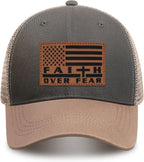 Faith Over Fear" Christian Hat for Men – American Flag Cross Baseball Cap, Father's Day & Christmas Gift