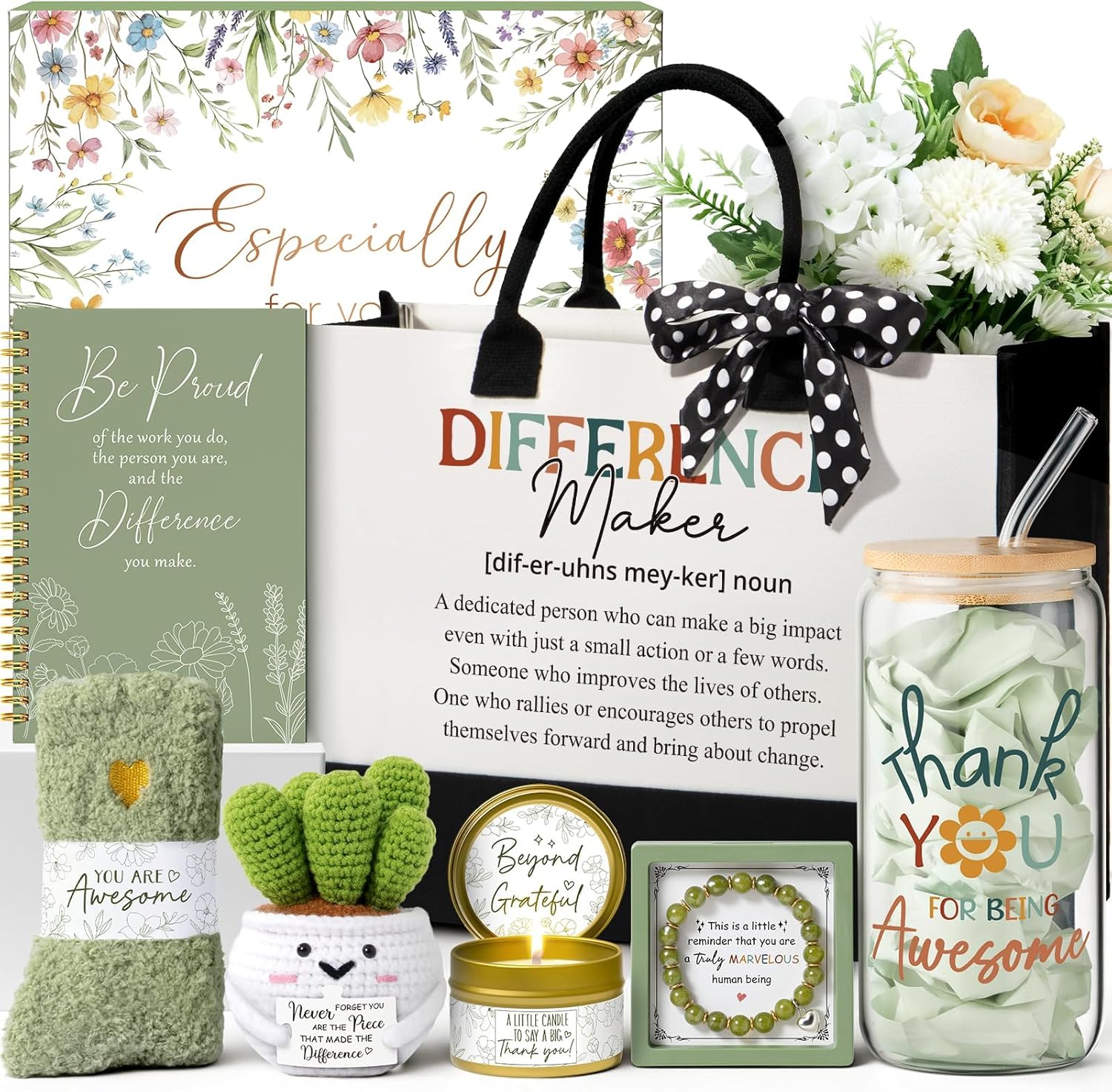 Christian Gift Basket for Women – Canvas Tote, Glass Cup, Candle, Socks & More Faith Gift Set for Her