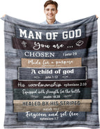Man of God" Blanket 60"×50" – Christian Bible Verse Throw, Faith Gift for Men, Dad, Husband & Him