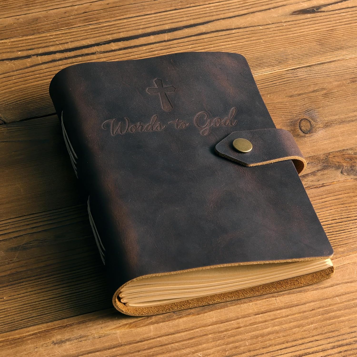 Men's Leather Prayer Journal | Handmade Crazy Horse Leather Bible Journal & Daily Devotional Notebook
