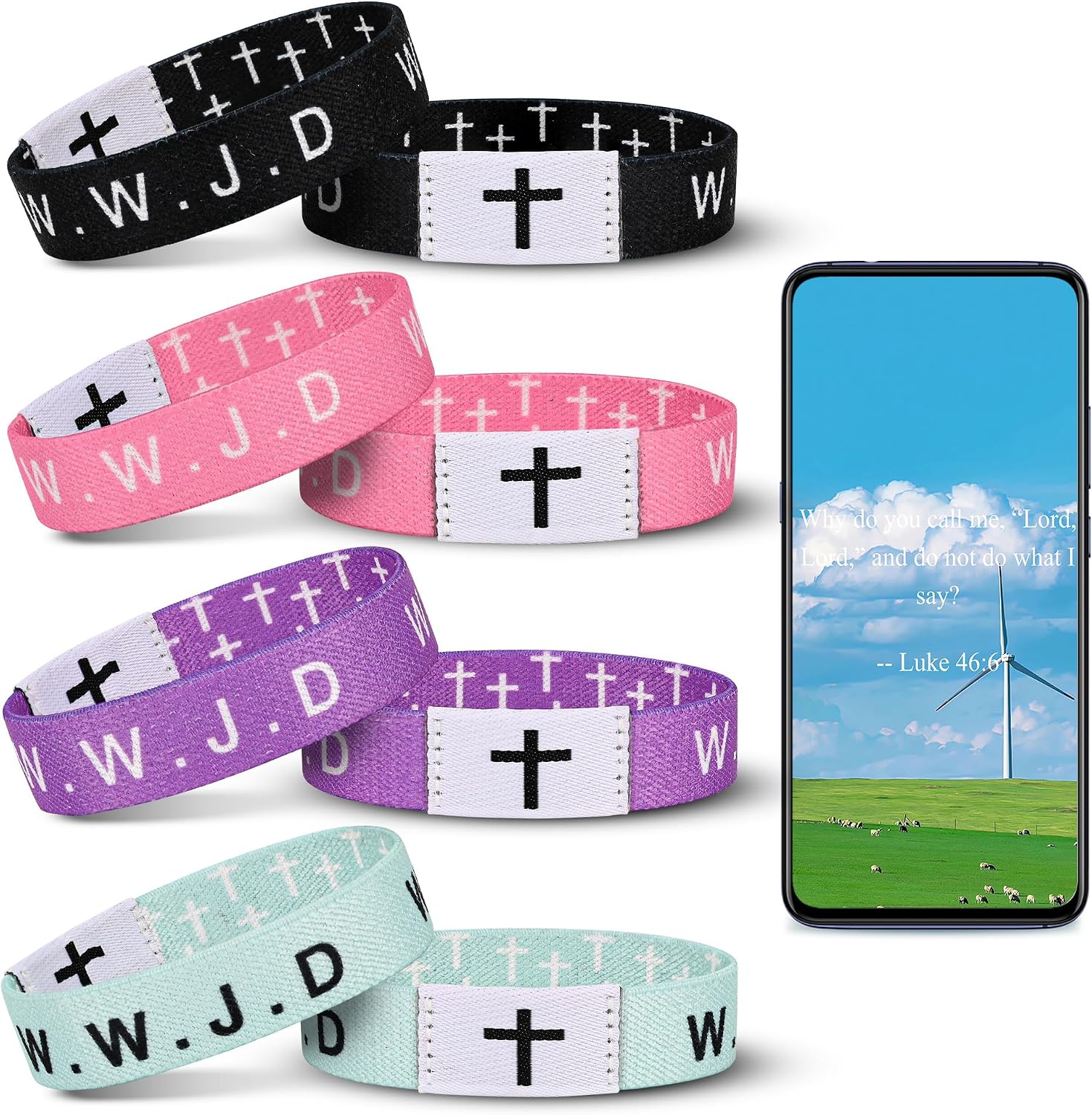 Daily Bible Verse WWJD Bracelet, Christian Faith Wristband for Women and Men, Jesus Gift Bracelet