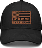 Faith Over Fear" Christian Hat for Men – American Flag Cross Baseball Cap, Father's Day & Christmas Gift