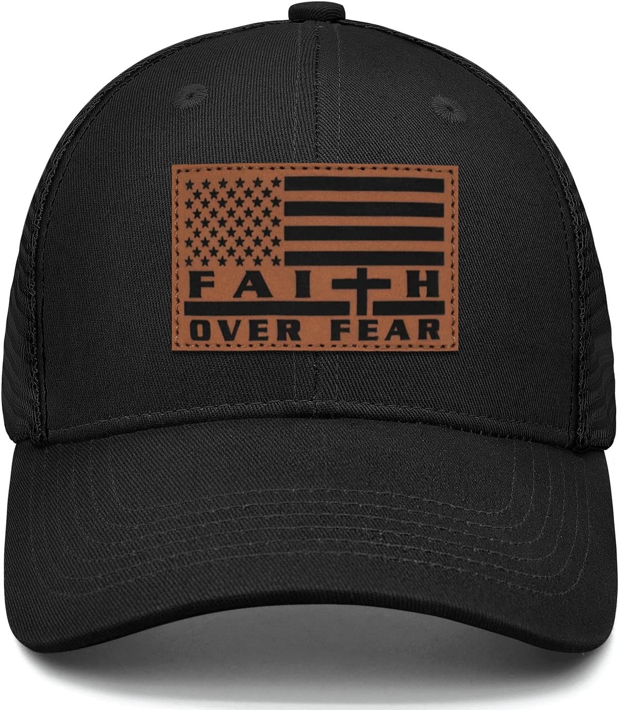 Faith Over Fear" Christian Hat for Men – American Flag Cross Baseball Cap, Father's Day & Christmas Gift