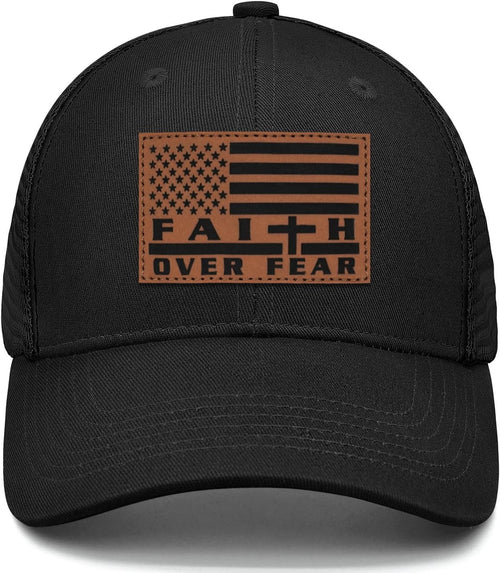 Faith Over Fear" Christian Hat for Men – American Flag Cross Baseball Cap, Father's Day & Christmas Gift