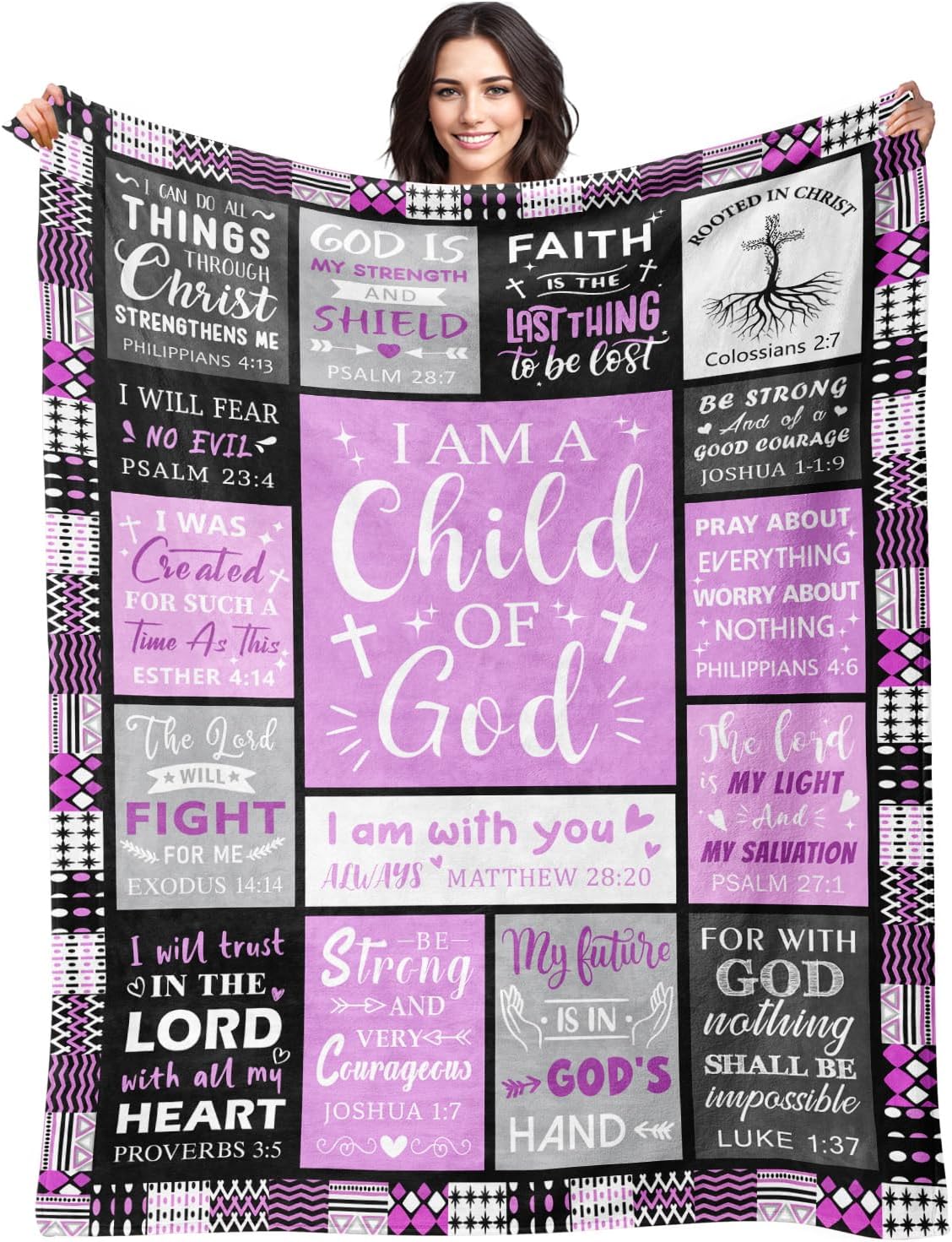 I Am a Child of God" Blanket 50"×60" – Baptism & Confirmation Gift for Teen Girls, Christian Throw