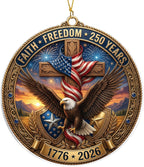 Faith & Freedom Cross Ornament – Patriotic Eagle American Flag Suncatcher, USA 250th Anniversary Keepsake (2026)